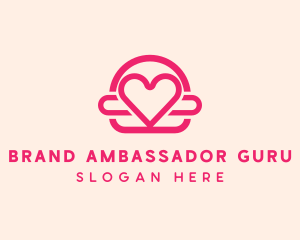 Pink Burger Love Heart logo design