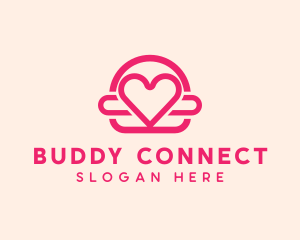 Pink Burger Love Heart logo design