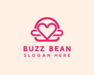 Pink Burger Love Heart logo design