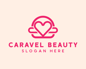 Pink Burger Love Heart logo design