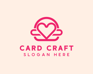 Pink Burger Love Heart logo design