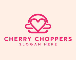 Pink Burger Love Heart logo design