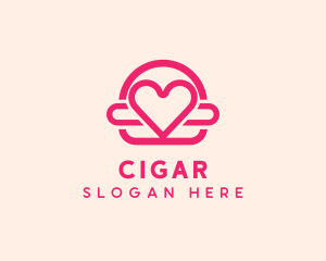 Pink Burger Love Heart logo design