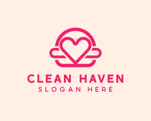 Pink Burger Love Heart logo design