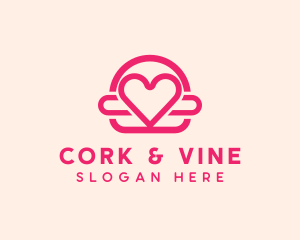 Pink Burger Love Heart logo design