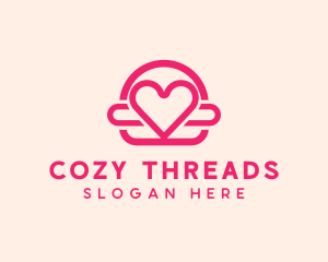 Pink Burger Love Heart logo design