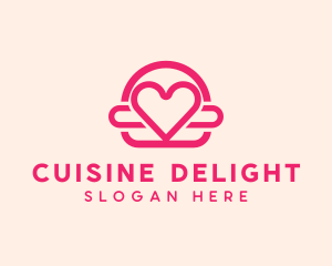 Pink Burger Love Heart logo design