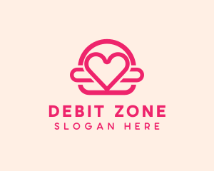 Pink Burger Love Heart logo design