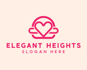 Pink Burger Love Heart logo design