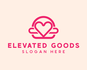 Pink Burger Love Heart logo design