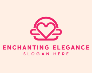 Pink Burger Love Heart logo design