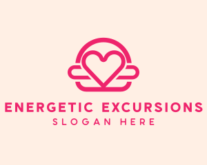 Pink Burger Love Heart logo design