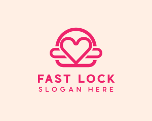 Pink Burger Love Heart logo design