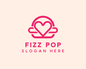 Pink Burger Love Heart logo design