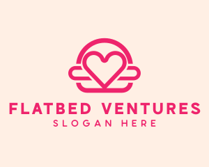 Pink Burger Love Heart logo design