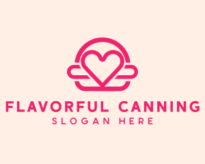 Pink Burger Love Heart logo design