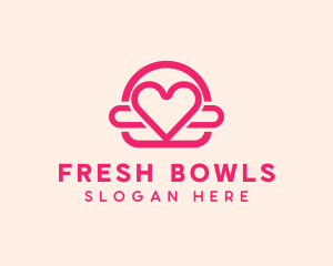 Pink Burger Love Heart logo design