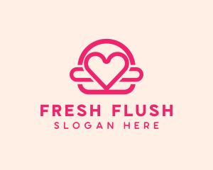 Pink Burger Love Heart logo design