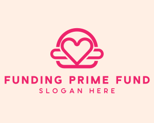 Pink Burger Love Heart logo design