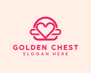 Pink Burger Love Heart logo design