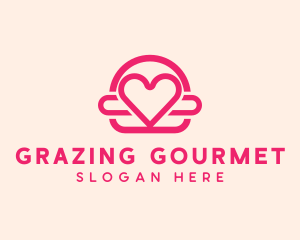 Pink Burger Love Heart logo design