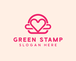 Pink Burger Love Heart logo design