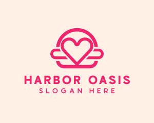 Pink Burger Love Heart logo design