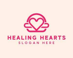 Pink Burger Love Heart logo design