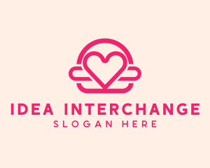 Pink Burger Love Heart logo design