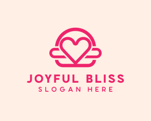 Pink Burger Love Heart logo design