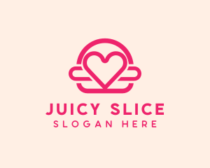 Pink Burger Love Heart logo design