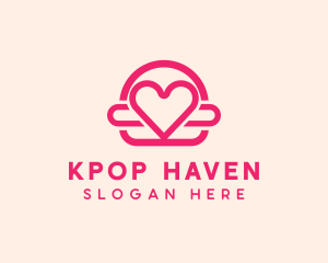 Pink Burger Love Heart logo design