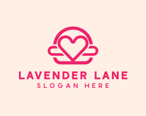 Pink Burger Love Heart logo design