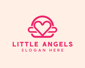 Pink Burger Love Heart logo design