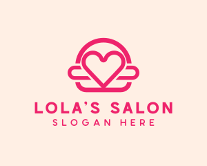 Pink Burger Love Heart logo design