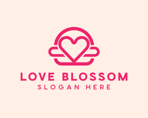 Pink Burger Love Heart logo design