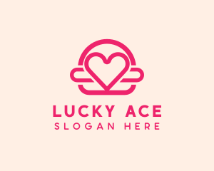 Pink Burger Love Heart logo design