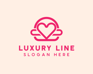 Pink Burger Love Heart logo design