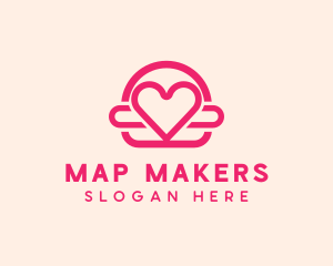 Pink Burger Love Heart logo design