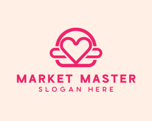 Pink Burger Love Heart logo design