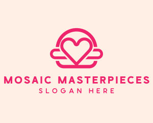 Pink Burger Love Heart logo design