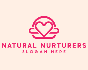 Pink Burger Love Heart logo design