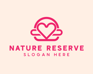 Pink Burger Love Heart logo design