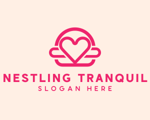 Pink Burger Love Heart logo design