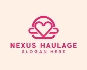 Pink Burger Love Heart logo design