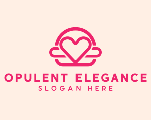 Pink Burger Love Heart logo design