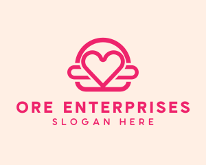 Pink Burger Love Heart logo design