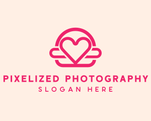 Pink Burger Love Heart logo design