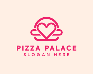 Pink Burger Love Heart logo design