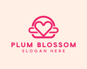 Pink Burger Love Heart logo design